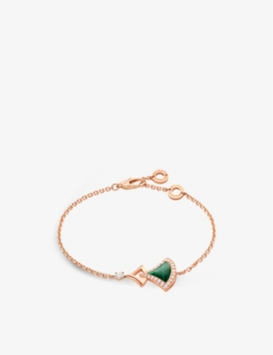 Bvlgari Womens Rose Gold Divas' Dream 18ct Rose-gold, Malachite And 0.31ct Round Brilliant-cut Diamo