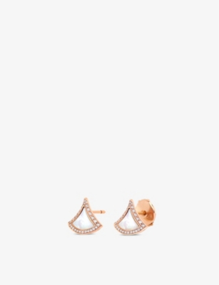 BVLGARI: Divas’ Dream 18ct rose-gold, 0.1ct diamond and mother-of-pearl earrings