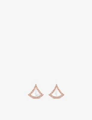 BVLGARI: Divas’ Dream 18ct rose-gold, 0.1ct diamond and mother-of-pearl earrings