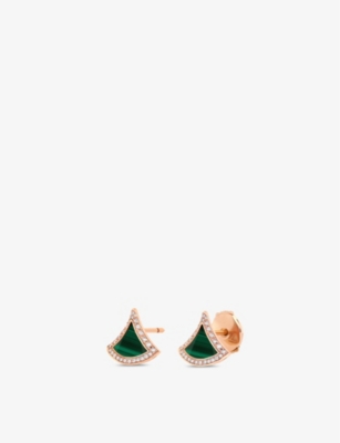 BVLGARI: Divas’ Dream 18ct rose-gold, 0.1ct diamond and malachite earrings