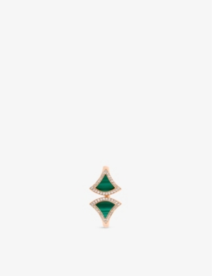 BVLGARI: Divas' Dream 18ct rose gold, malachite, and 0.17ct round brilliant-cut diamond ring
