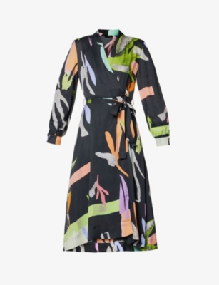 STINE GOYA - Reflection abstract-print woven midi dress | Selfridges.com