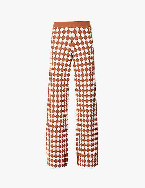 KITRI: Kindra check-print knitted trousers