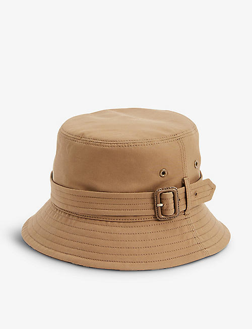 BURBERRY: Heritage buckle-embellished cotton bucket hat