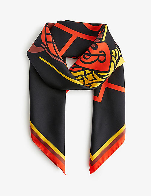 BURBERRY: Equestrian Knight Design graphic-print silk scarf