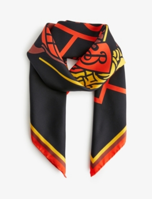 スカーフ Burberry Equestrian Knight Design Print Silk Foulard BURBERRY - Equestrian Knight Design graphic-print silk scarf