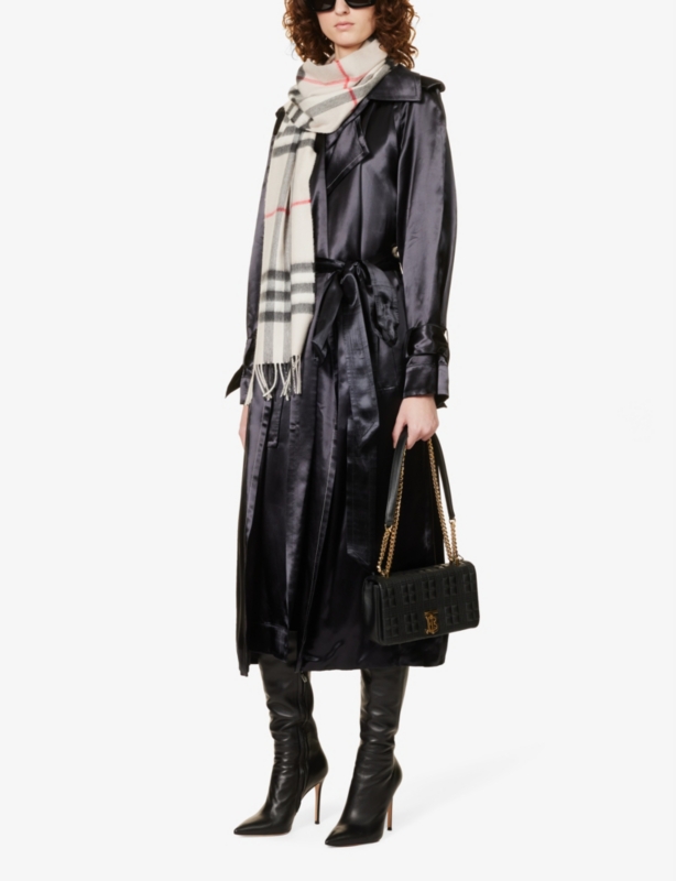 Giant Check fringed cashmere scarf