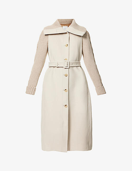 ELEVENTY: Knitted-sleeves single-breasted wool-blend coat