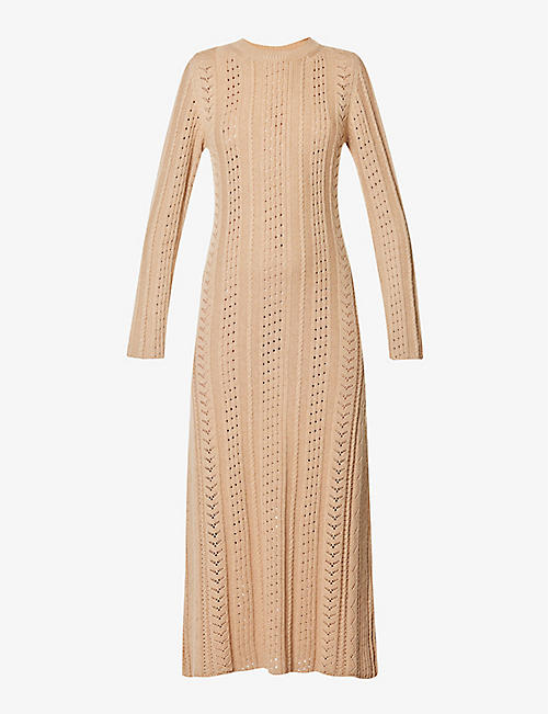 ELEVENTY: Ribbed long-sleeved knitted maxi dress