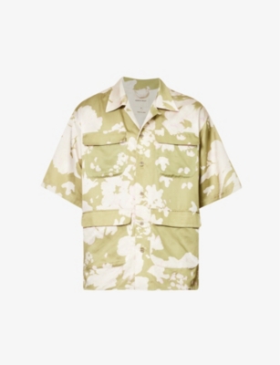 NICHOLAS DALEY: Calypso Aloha marble-pattern boxy-fit satin shirt