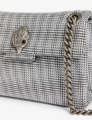Shop Kurt Geiger London Womens Silver Mini Kensington Logo-plaque Woven Cross-body Bag