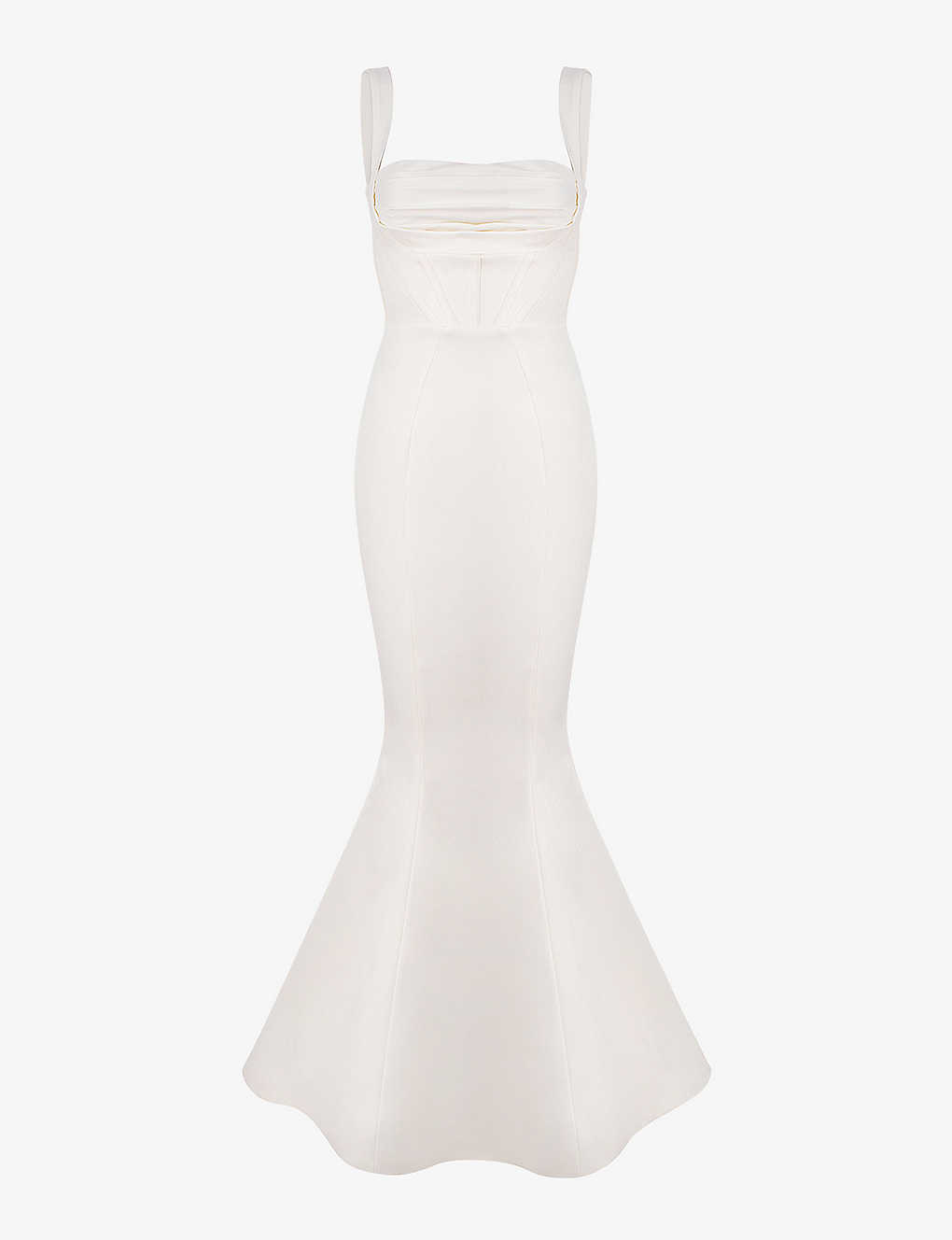 House Of Cb Francoise Corseted-bodice Satin Bridal Gown In Ivory