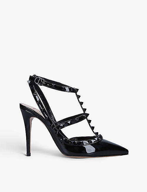 VALENTINO GARAVANI: Rockstud T-Bar stud-embellished patent heeled courts