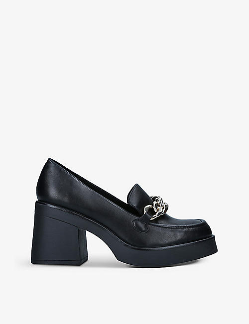 CALL IT SPRING: Noella chain-embellished block-heel vegan-leather loafers