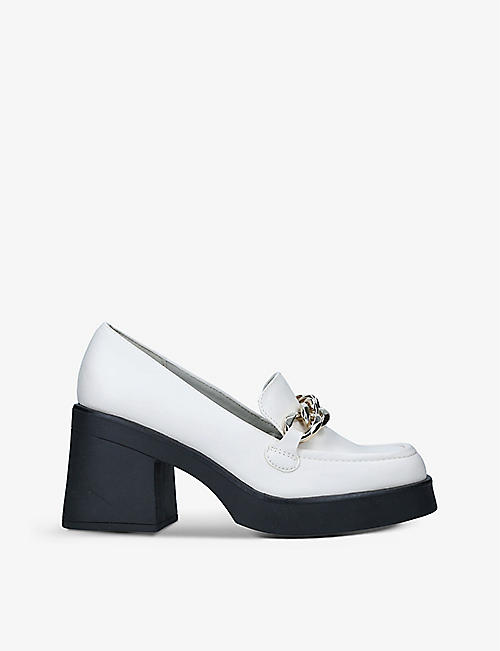 CALL IT SPRING: Noella chain-embellished faux-leather heeled loafers