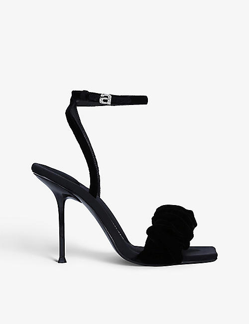 ALEXANDER WANG: Julie scrunch-strap velvet heeled sandals