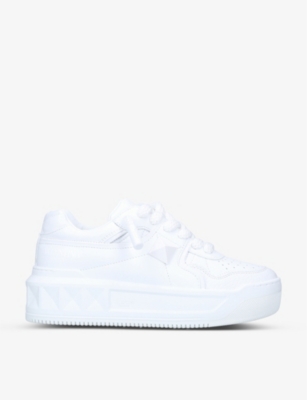 Valentino Garavani One Stud Brand-embossed Leather Low-top Trainers In White