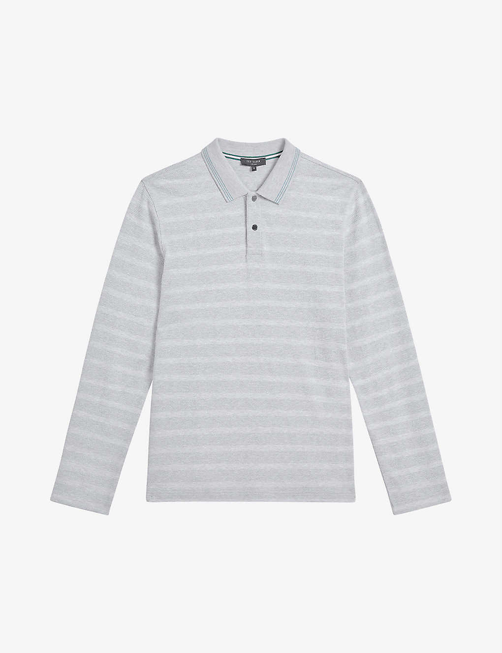 Ted Baker Penine Textured-stripes Cotton Polo In Grey