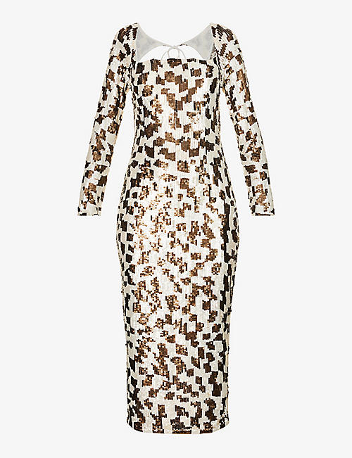 RACHEL GILBERT: Teddi sequin-embellished woven maxi dress