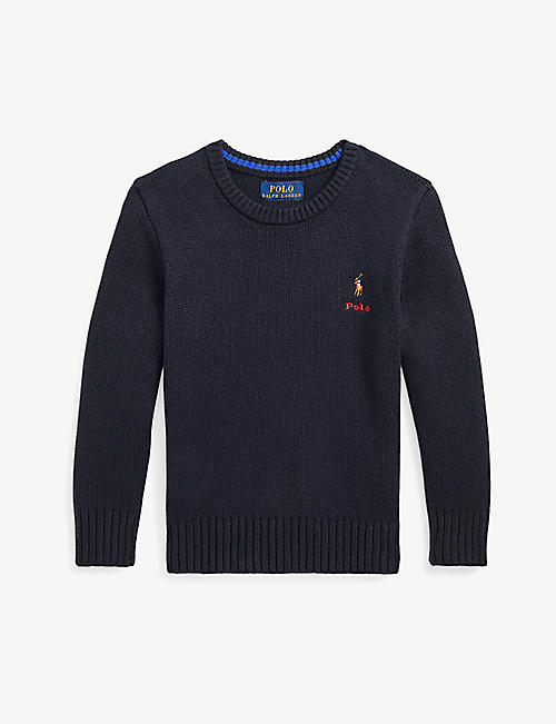 RALPH LAUREN: Logo-embroidered cotton and cashmere-blend jumper 2-7 years