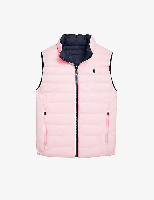 RALPH LAUREN: Logo-embroidered reversible recycled-shell gilet 7-14 years