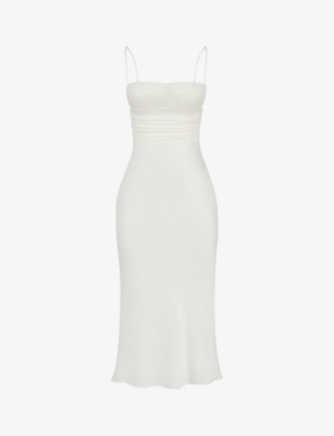 House Of Cb Lois Pintuck Pleat Corset Body-con Dress In Ivory | ModeSens
