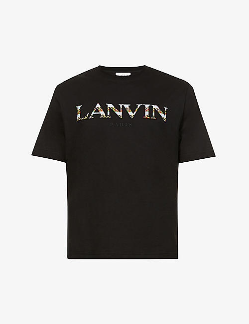 LANVIN: Logo-embroidered boxy-fit cotton-jersey T-shirt
