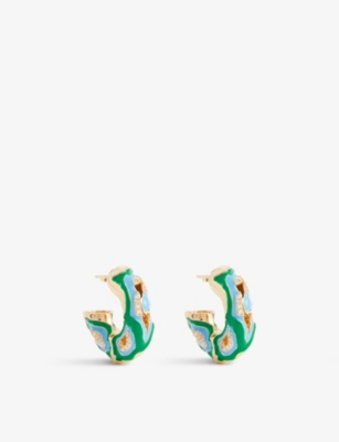 BOTTEGA VENETA: Twisted 18ct gold-plated sterling silver and cubic zirconia earrings