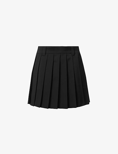 MIU MIU: Tela pleated wool-blend mini skirt