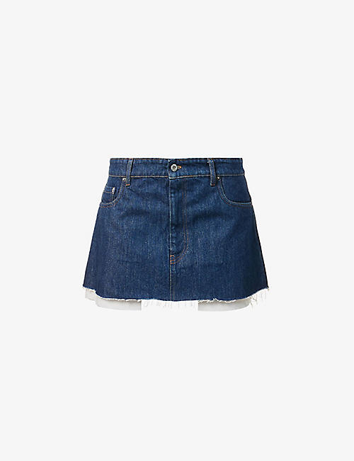MIU MIU: Low-rise denim mini skirt
