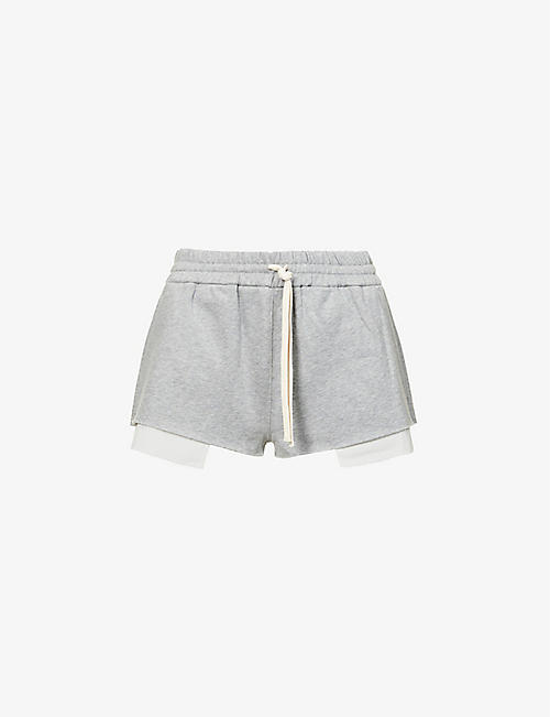 MIU MIU: Felpa exposed-lining cotton-jersey shorts