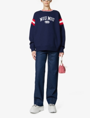 MIU MIU Felpa logo-print cotton sweatshirt