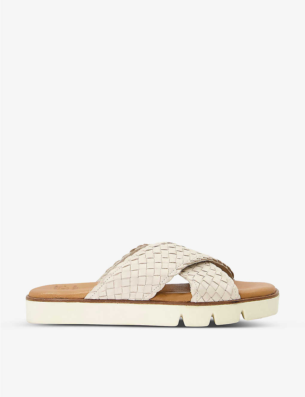Dune Womens Ecru-leather Lexey Cross-over Woven-strap Leather Sandals