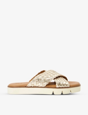 DUNE: Lexey cross-over woven-strap leather sandals