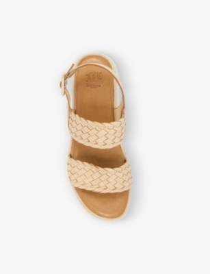 Dune Womens Caramel-leather Lorris Woven-strap Flatform Leather Sandals In None/clear