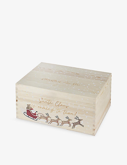 CHRISTMAS: Grained wooden Christmas Eve box 14cm x 28cm
