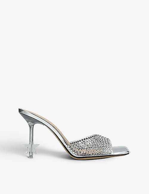 MACH & MACH: Star 95 rhinestone-embellished leather and PVC heeled mules