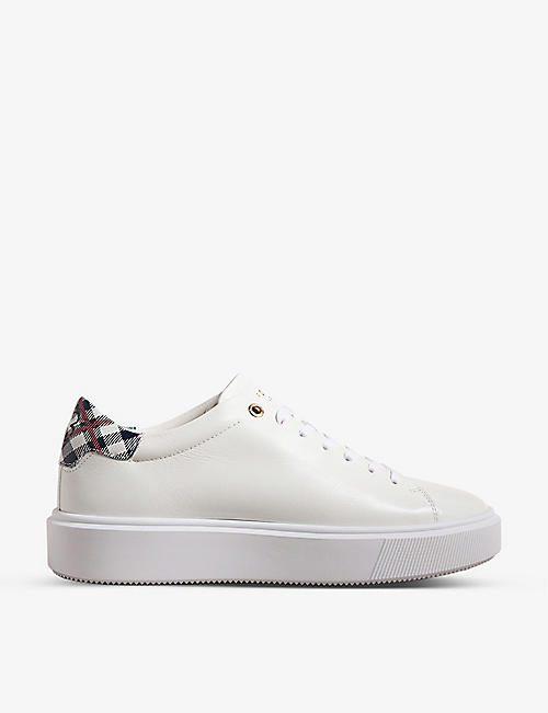 TED BAKER: Filona checked-heel platform leather low-top trainers