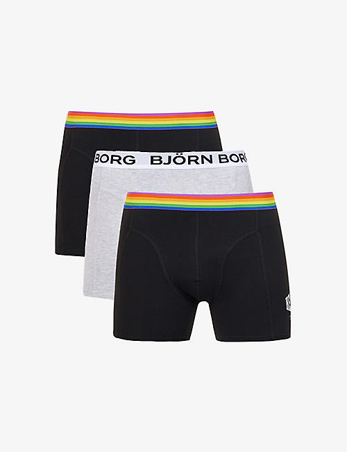 BJORN BORG: Essential branded stretch-cotton boxers pack of three