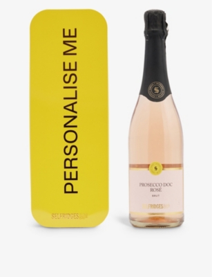 SELFRIDGES SELECTION: Prosecco rosé logo-embossed personalised wine tin 750ml