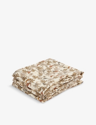 KONGES SLOJD: Blossom-print muslin cloths pack of three