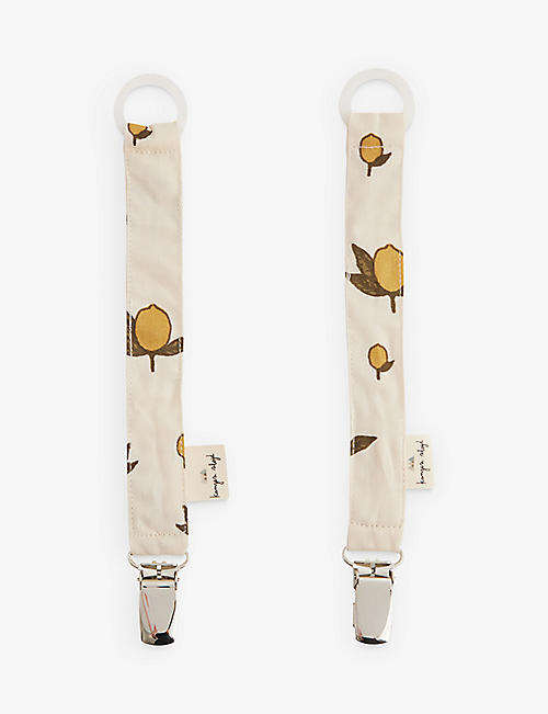 KONGES SLOJD: Graphic-print organic-cotton pacifier straps set of two