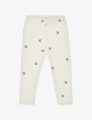 KONGES SLOJD: Cherry-print elasticated organic-cotton leggings 0-3 months