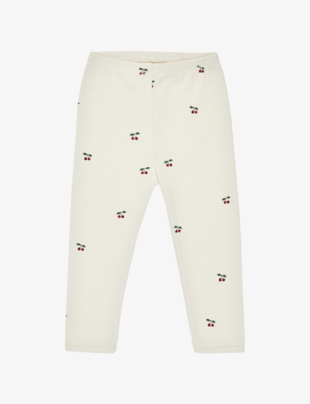 Cherry-print elasticated cotton leggings 0-3 months