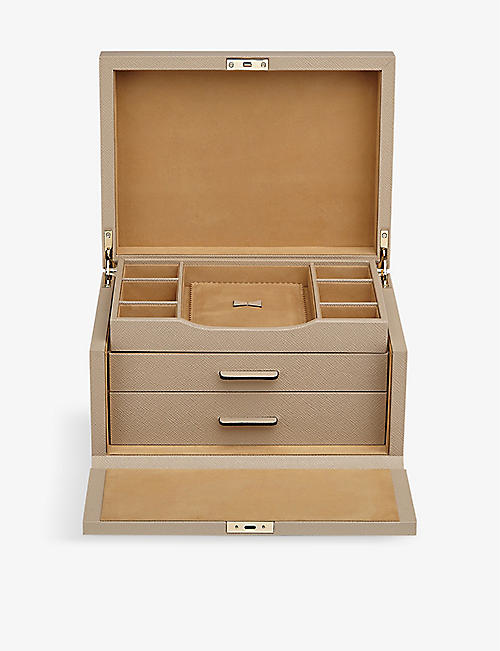 SMYTHSON: Panama three-drawer cross-grain leather jewellery box