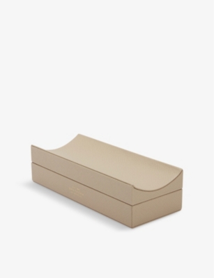 SMYTHSON: Branded cross-grain leather pen organiser 20cm