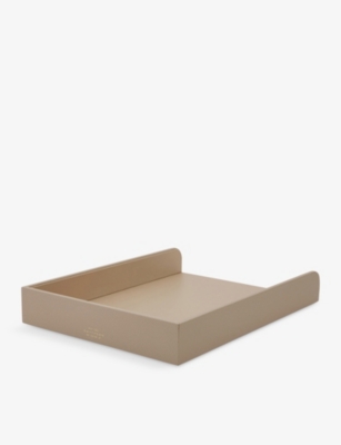 SMYTHSON: Branded cross-grained leather A4 paper tray 23cm x 31.5cm