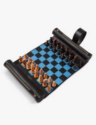 SMYTHSON: Branded cross-grained leather chess roll