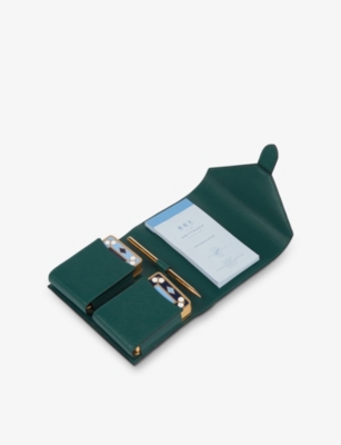 Cross-grained leather double playing cards set