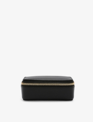 Smythson Womens Black Panama Leather Trinket Case